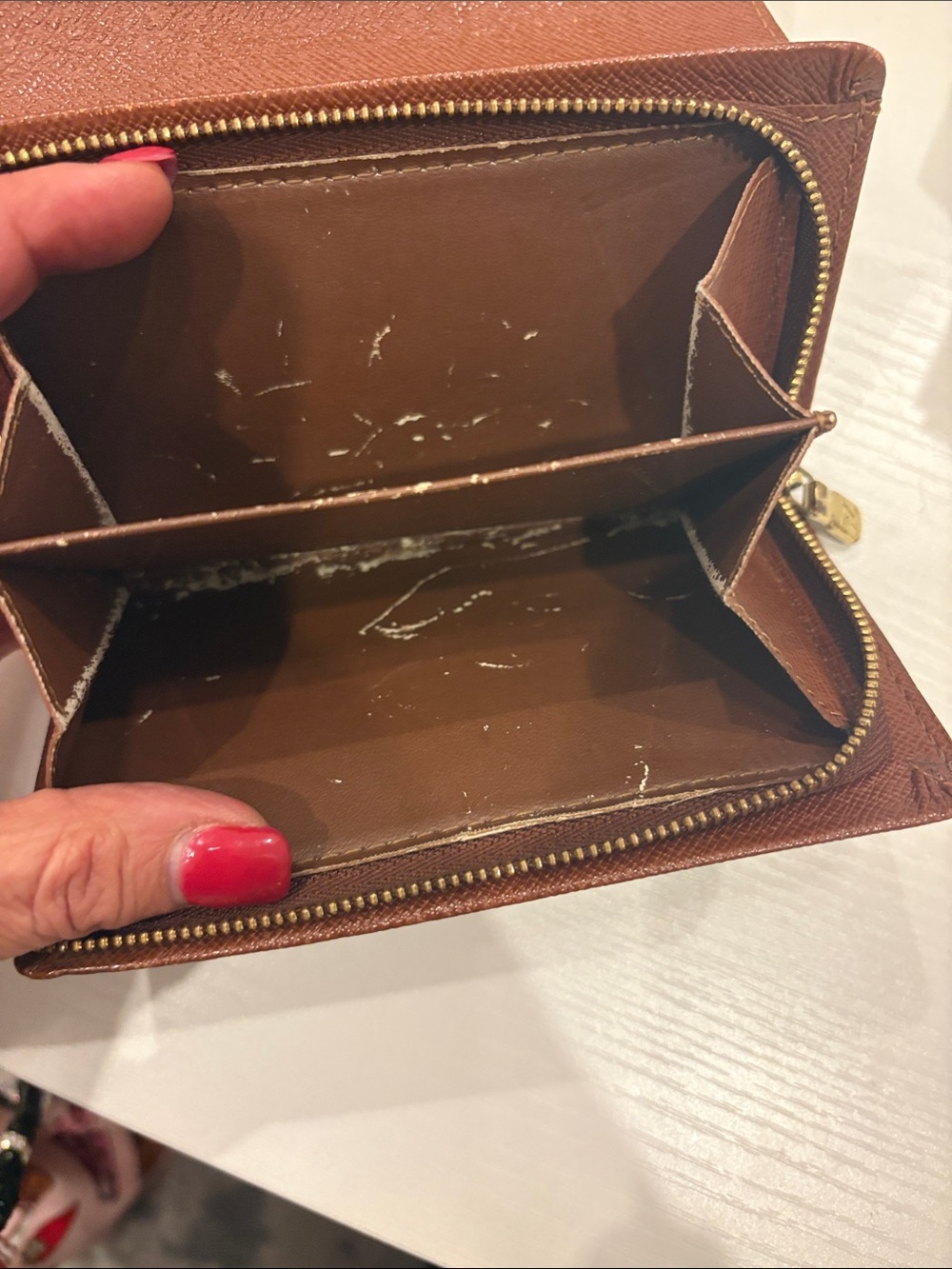 Louis Vuitton Monogram Canvas Trifold Wallet - Brown & Gold with Unbranded Chain - Picture 11 of 12